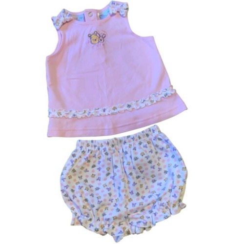 VTG Disney Baby Winnie the Pooh Piglet Embroidered 2Pc Set 3-6M Pink