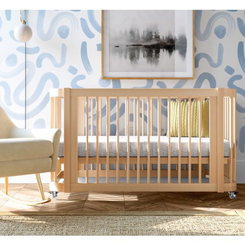The Wave Crib | Natural Wood Modern Convertible Mini-Crib and Full Crib with Toddler Bed | Nestig