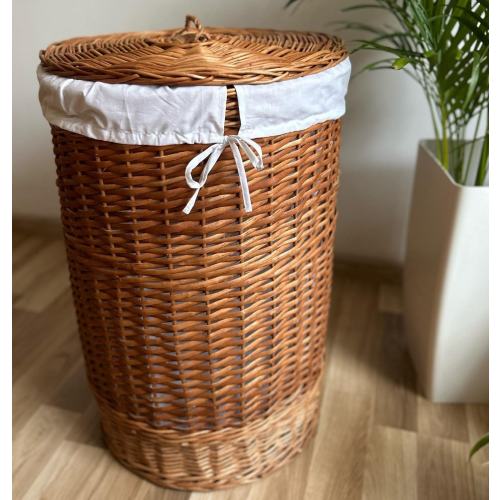 Round wicker laundry hamper with lid, wicker basket, wicker basket for bathroom, wicker basket for toys
