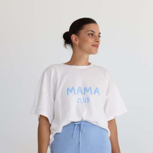 'Mama Club' Tee - White & Blue