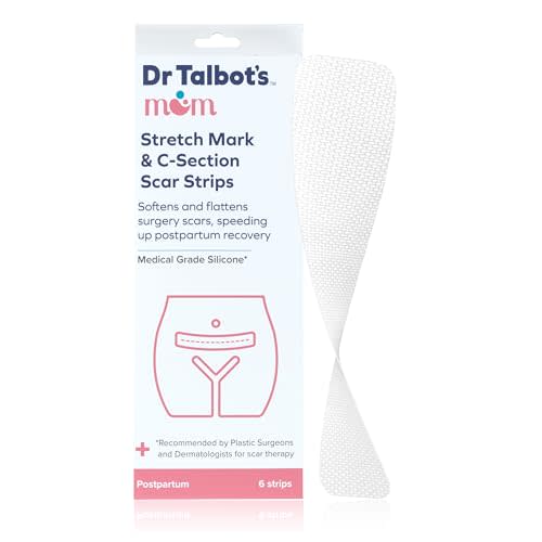 Dr. Talbot's Mom Stretch Mark & C-Section Scar Strips - Medical Grade Silicone Scar Strips to Soften and Flatten Surgical Scars - 6 Count (60-Day Supply)