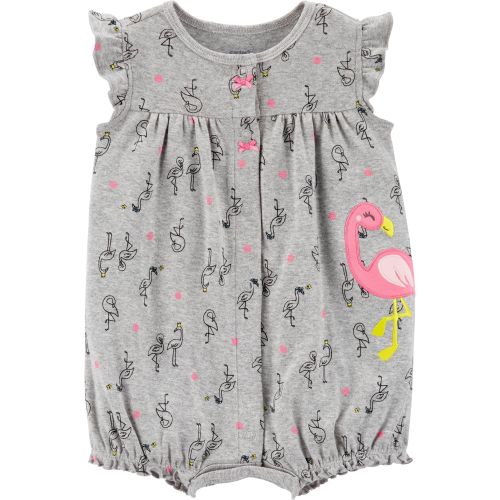 Flamingo Snap-Up Romper - 6M - Heather