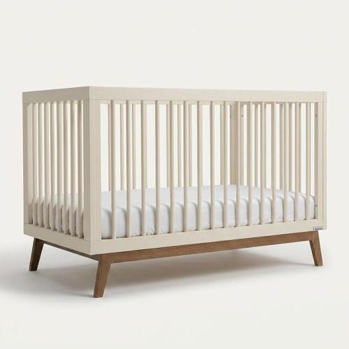 dadada Baby Soho 3-in-1 Convertible Wood Crib, Made in Italy, Almond Milk