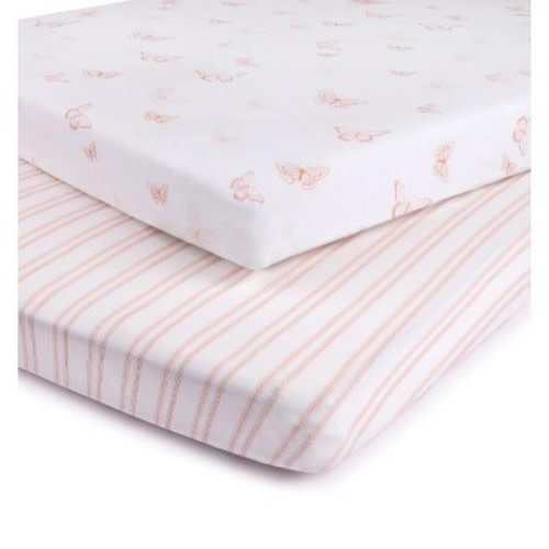 Ely's & Co. Baby Fitted Pack n Play - Mini Crib Sheet  100% Combed Jersey Cotton Pink for Baby Girl 2 Pack