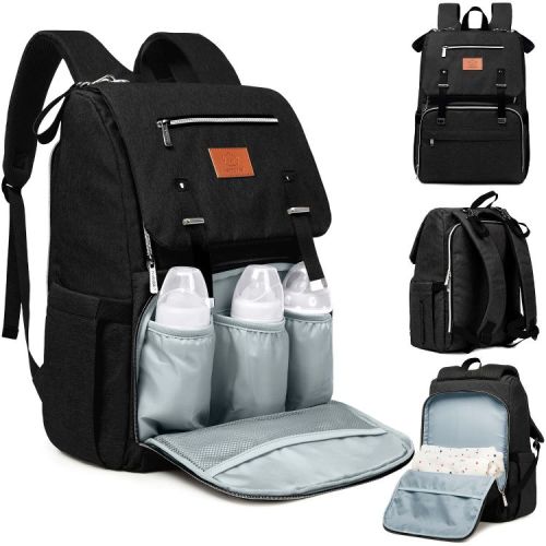 KeaBabies Explorer Diaper Bag Backpack, Large Diaper Bags for Baby Girl, Boy, Diaper Toddler Backpack with Changing Pad (Trendy Black)