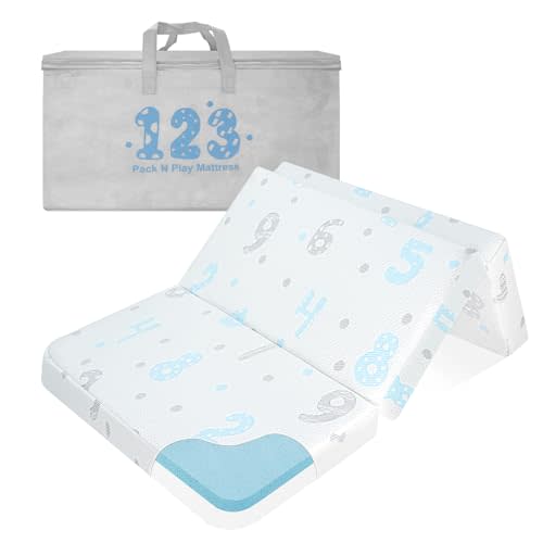 voomf Pack and Play Mattress, 38"x26" Pack N Play Mattresses Dual-Sided Design for Baby and Toddler, Foldable Mattress for Pack N Play with Washable Cover