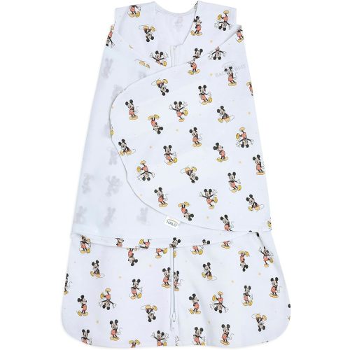 HALO Disney Baby 100% Cotton Sleepsack Swaddle, 3-Way Adjustable Wearable Blanket, TOG 1.5, Mickey Fun, Small, 3-6 Months