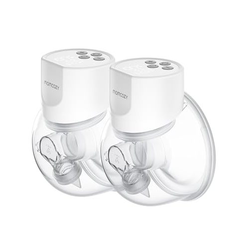 Momcozy Hands-Free Breast Pump S12 Pro, Wearable Pump, 24mm, 2 Pack, Light White