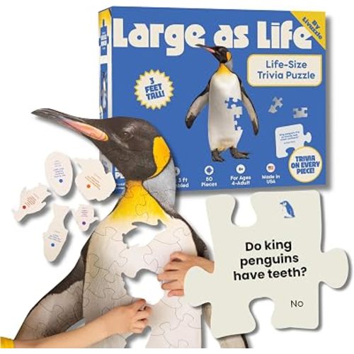 King Penguin Puzzle for Kids 3 Ft Tall, 50 Piece Life-Size | Livuzzle