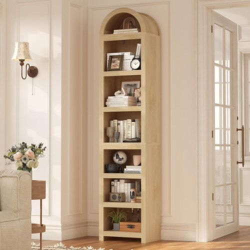 Winston Porter 76" Tall Narrow Arched Bookcase, 7-teir Mid-century Modern Bookshelf For Living Room, Home Office & Reviews | Wayfair