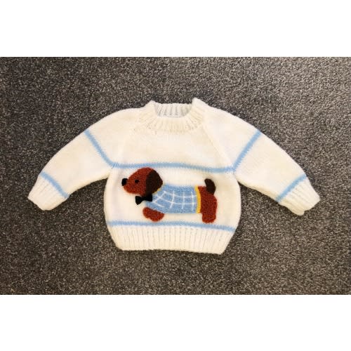 Dachshund Hand Knitted Baby Boys Jumper Sweater