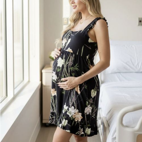 Labor Delivery & Nursing Gown in Black – Angel Maternity USA