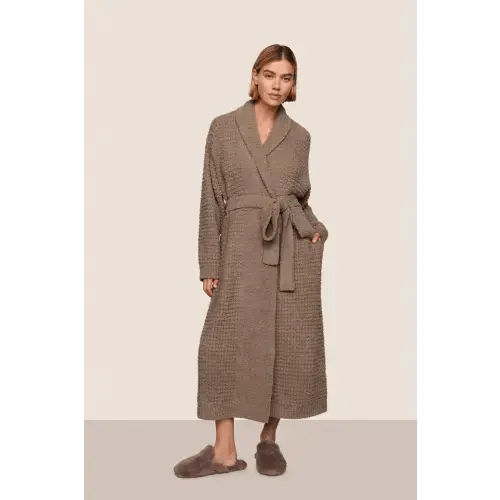 Recycled Boucle Waffle Robe (Deep Taupe, Small)