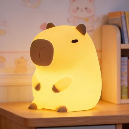 FAMIDUO Capybara Night Light for Kids,Safe Squishy Silicone Nursery Light with Timer,Dimmable & Rechargeable Touch Bedside Lamp, Cute Capybara Gifts for Boys Girls Toddlers, Baby & Kids Room Decor