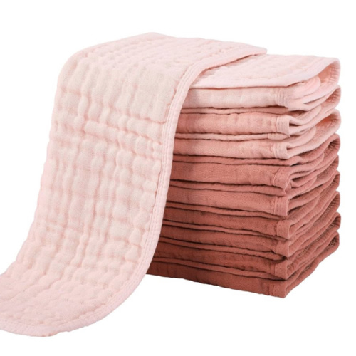 Yoofoss Muslin Burp Cloths for Baby 10 Pack 100% Cotton Baby Washcloths for Boys Girls Large 20''X10'' Super Soft and Absorbent Gradient Pink