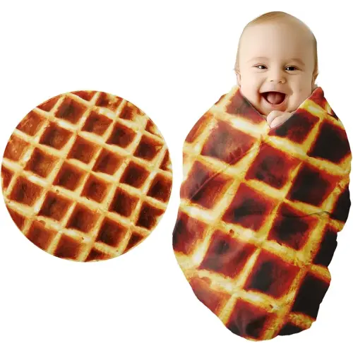 Baby Blanket for Boys Girls, Baby Gifts Waffle- Funny Gifts for Shower, Soft Flannel Swaddle for Birthday, Food Blanket for Newborn 36 inch