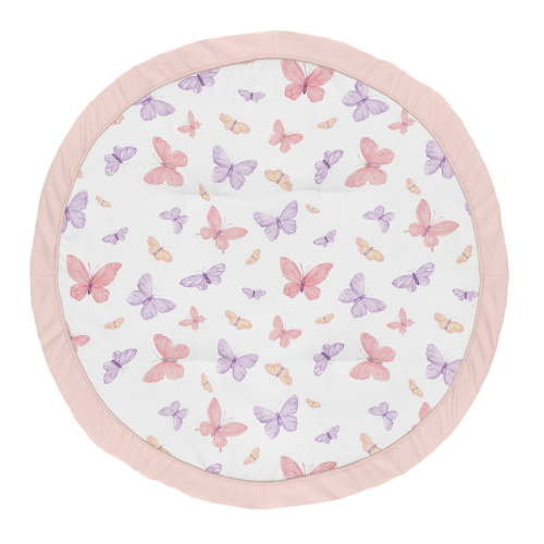 Sweet Jojo Designs Butterfly Blush Pink and Purple Girl Baby Tummy Time Play Mat