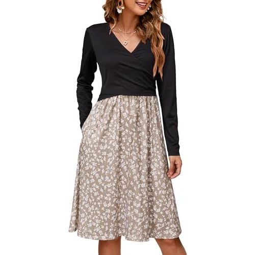 OUGES Womens 2025 V-Neck Maternity Dresses Nursing Breastfeeding Baby Shower Dress