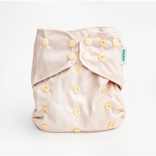 Solid Color: Essentials Pocket Cloth Diaper with Athletic Wicking Jersey, Grows with your Baby - Cream