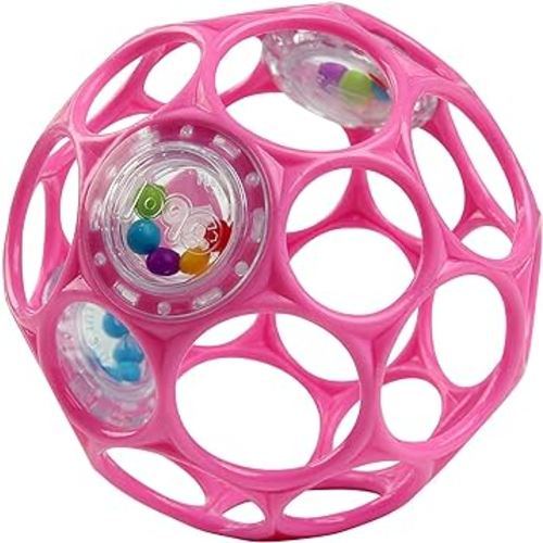 Bright Starts Oball Rattle Easy-Grasp Toy - Pink, Ages Newborn - 1 Count (Pack of 1)