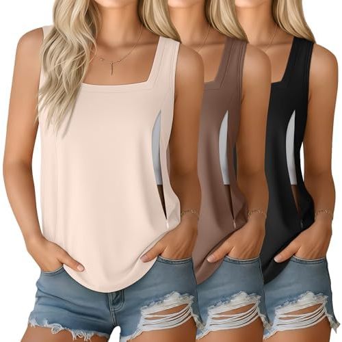 Oakgarden 3 Pack Women Maternity Nursing Tank Tops Breastfeeding Sleeveless Postpartum Shirts Pregnancy Tee Hidden Zippers