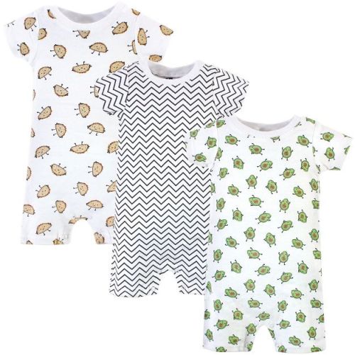 Hudson Baby Infant Boys Cotton Rompers 3pk, Aliviado, 0-3 Months