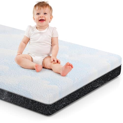 Crib Mattress, 52 x 27 Dual-Sided Memory Foam Baby and Toddler Mattress, Triple Layer Toddler Bed Mattress with Waterproof, Breathable, Removable Machine Washable Cover, Baby Mattresses for Crib