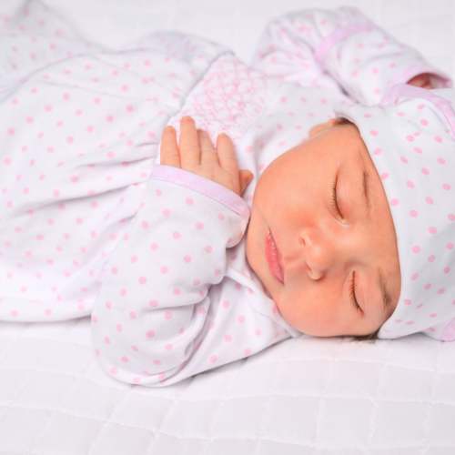 Magnolia Baby Girl Gingham Dots Smocked Footie in Pink