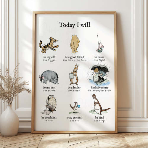 Winnie-the-Pooh Positive Affirmations Nursery Wall Art