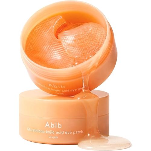 Abib Glutathione Kojic Acid Eye Patches for Radiance Dark Circles & Dark Spots, with Tone-up Jelly, 60 Count, Korean Skin Care