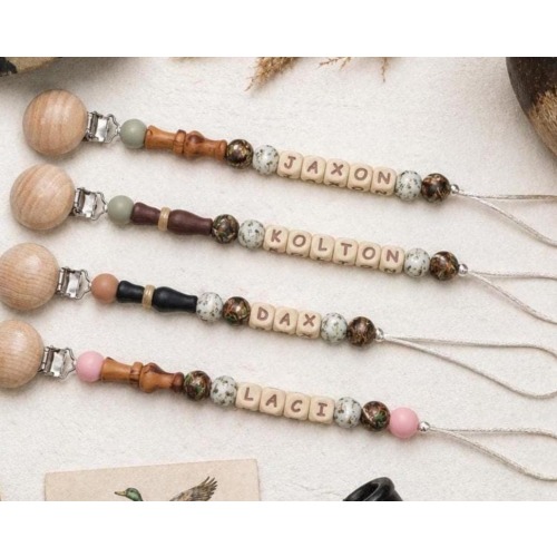 Duck Call Mallard Pacifier Clips Personalized Unique Baby Boy Girl Camo Hunting Custom Gifts for Baby Shower