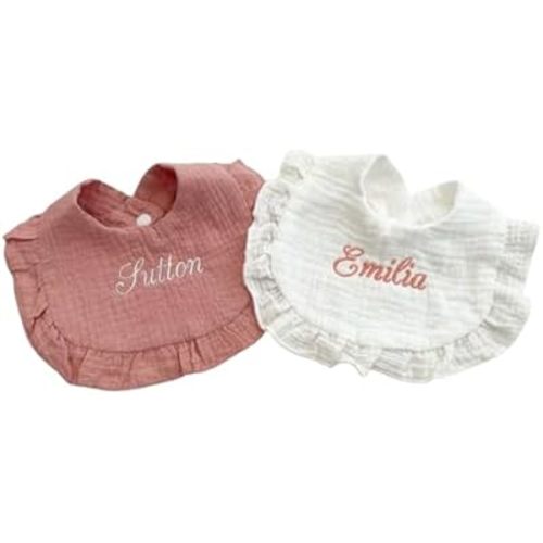 Personalized Baby Girl Bib Custom Embroidered Baby Bib Monogrammed Baby Girl Bib Custom Baby Girl Bib Baby Girl Gift Baby Shower Gift Ruffle Bib (Style 1)