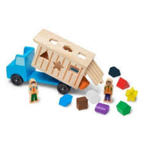 Melissa & Doug Shape-Sorting Wooden Dump Truck Toy With ...