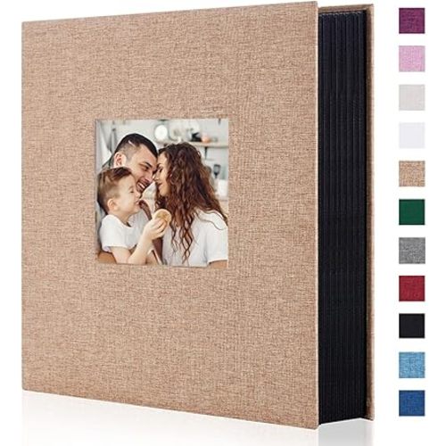 Artmag Fabric Photo Album 4x6 400 Large Capacity for Family Wedding Anniversary Linen Album Holds 400 Vertical Photos (400 Pockets, Khaki)
