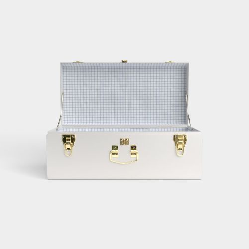 Petite Trunk - White - Picnic in Blue / Embroidery