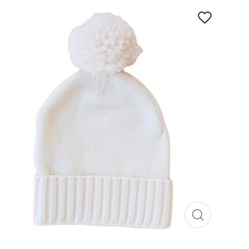 Knit Baby Pom Pom Beanie | Ivory