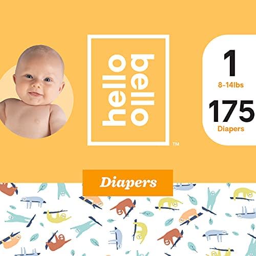 Hello Bello Premium Baby Diapers I Affordable Hypoallergenic and Eco-Friendly Absorbent Diapers for Babies and Kids I Size 1 I Sleepy Sloths Design I 175 Count (5 Packs of 35)