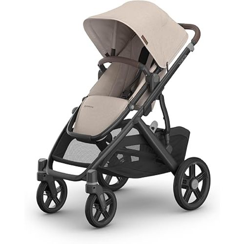 UPPAbaby Vista V3 Convertible Single-to-Double Stroller for Baby & Toddler, 30+ Configurations, Car Seat Compatible, All-Wheel Suspension, XL Basket – Ada (Sandstone Mélange/Carbon Frame)