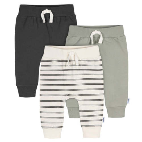 3-Pack Baby & Toddler Boys Stripe, Black, & Grey Jogger Pants