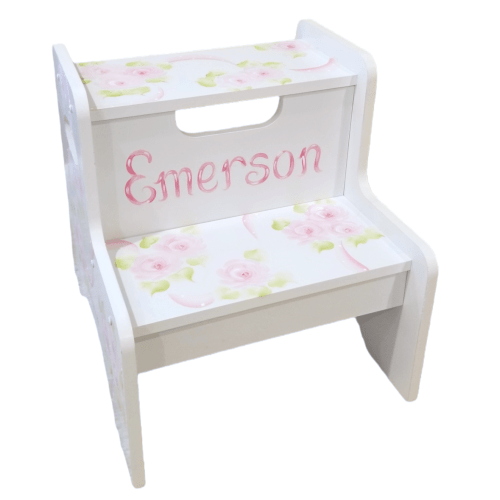 Double Step Stool Ribbon and Roses - Purple Pumpkin Gifts