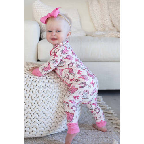 Rodeo Dreams Convertible Zip Romper in Pink | Caden Lane