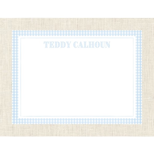 Personalized Boys Blue Gingham Stationery / Boys note cards / envelopes