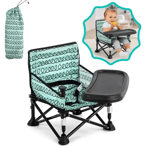 Baby Beach Chair, Babies Booster Seat for Kitchen Chair with Tray,Indoor/Outdoor Use (Green)