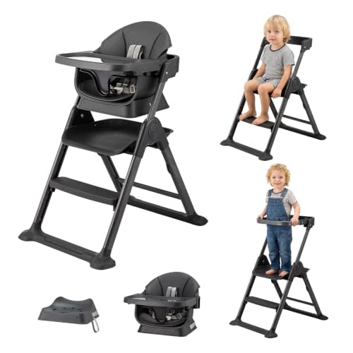 JOYMOR 6-in-1 Convertible High Chair, Fully Washable Baby Booster Dark Gray | Convertible High Chair, Grows With Your Child, Foldable for Compact Storage, Portable Design, Kitchen Standing Tower