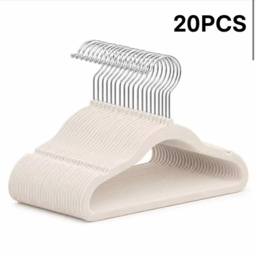 20 Velvet Baby Hangers, beige