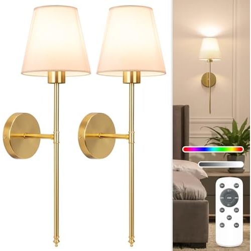 Battery Operated Wall Sconce Set of 2, Rechargeable Wall Lights