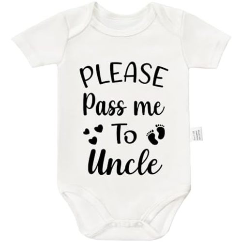 Please Pass Me To Uncle Bodysuit, Cute Baby Boy Girl Clothes Infant Short Sleeve Jumpsuit Outfits 0-24month