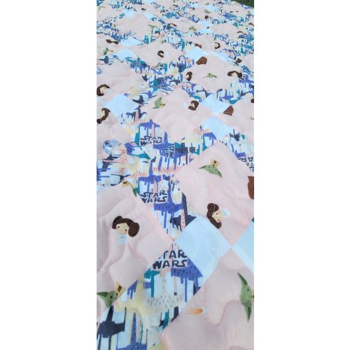 Star Wars Baby Quilt in Pink and White 36" x 36"