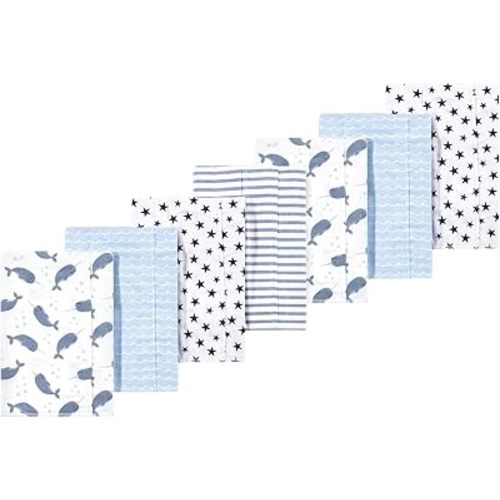 Luvable Friends Hudson Baby Flannel Burp Cloths 7pk, Blue Narwhal