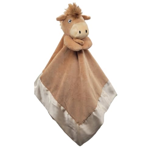 Horse Lovey Blanket for Baby | Large 20" x 20" Baby Lovey Unisex | Cute Horse Security Blanket for Babies and Toddlers